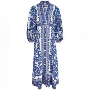 Farm Rio Floral Tapestry linen-blend Maxi Dress